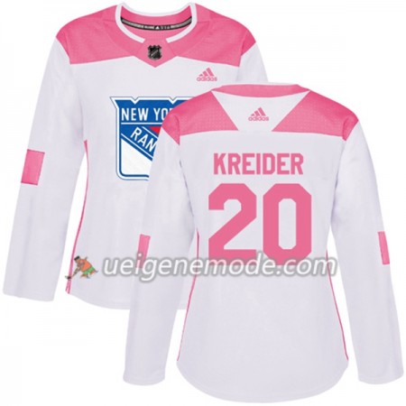 Dame Eishockey New York Rangers Trikot Chris Kreider 20 Adidas 2017-2018 Weiß Pink Fashion Authentic